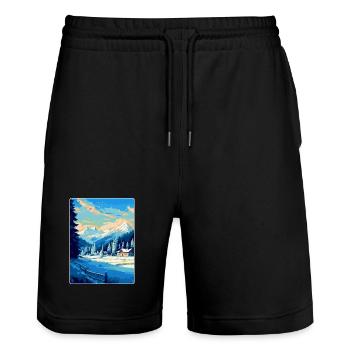 Kitzbühel Autriche Affiche de voyage vintage souvenir - Short de jogging bio TRAINER Stanley/Stella unisexe - noir - Devant - Nik (191cm) & Marisol (170cm)