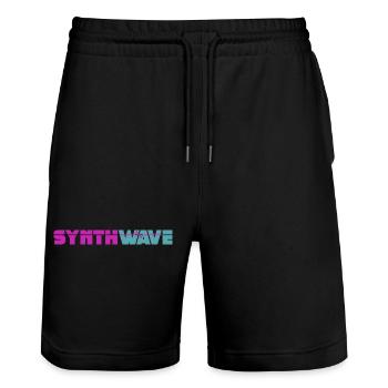 Synthwave - Stanley/Stella Trainer Unisex Organic Jogging Shorts - black - Front - Nik (191cm) & Marisol (170cm)
