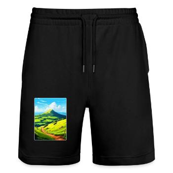 Duncryne Hill Stirling Vintage Reiseposter WPA - Stanley/Stella Unisex Bio Joggingshorts Trainer  - Schwarz - Vorne - Nik (191cm) & Marisol (170cm)