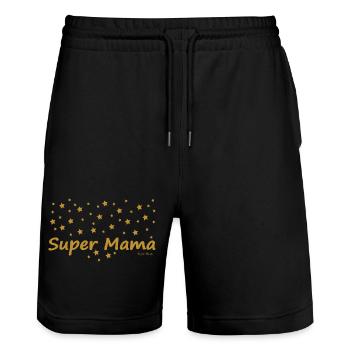 Super Mama - Stanley/Stella Unisex Bio Joggingshorts Trainer  - Schwarz - Vorne - Nik (191cm) & Marisol (170cm)