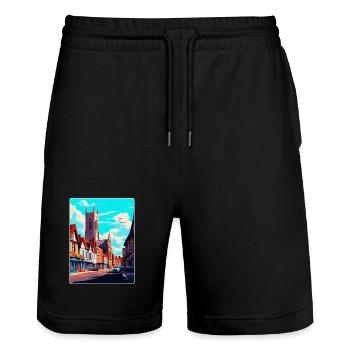 Hereford, England, Vereinigtes Königreich, Vintage, Reiseposter, Souvenir - Stanley/Stella Unisex Bio Joggingshorts Trainer  - Schwarz - Vorne - Nik (191cm) & Marisol (170cm)