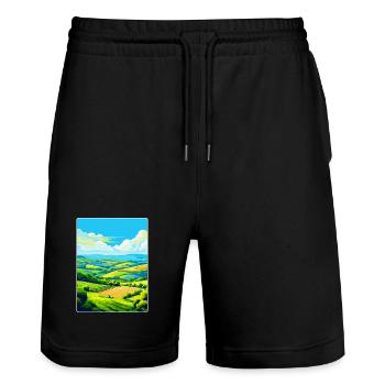 Camel Valley Cornwall England Großbritannien Reiseplakat WPA - Stanley/Stella Unisex Bio Joggingshorts Trainer  - Schwarz - Vorne - Nik (191cm) & Marisol (170cm)
