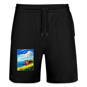 Berry Head Devon Vintage Voyage Poster Souvenir - Short de jogging bio TRAINER Stanley/Stella unisexe - noir - Devant - Nik (191cm) & Marisol (170cm)