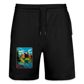 Hever Castle Angleterre Royaume-Uni Affiche de voyage Souvenir WPA - Short de jogging bio TRAINER Stanley/Stella unisexe - noir - Devant - Nik (191cm) & Marisol (170cm)