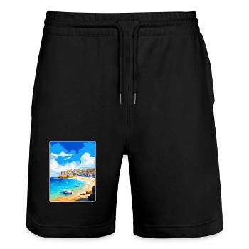 St Ives Cornwall England Vereinigtes Königreich Vintage Reiseposter - Stanley/Stella Unisex Bio Joggingshorts Trainer  - Schwarz - Vorne - Nik (191cm) & Marisol (170cm)