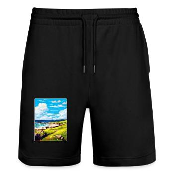 Isle Of Coll Schottland UK Vintage Reiseposter WPA - Stanley/Stella Unisex Bio Joggingshorts Trainer  - Schwarz - Vorne - Nik (191cm) & Marisol (170cm)