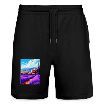 Provence Frankreich Vintage Reiseplakat Souvenir WPA - Stanley/Stella Unisex Bio Joggingshorts Trainer  - Schwarz - Vorne - Nik (191cm) & Marisol (170cm)