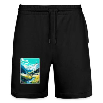 Arosa Suisse Affiche de voyage vintage souvenir - Short de jogging bio TRAINER Stanley/Stella unisexe - noir - Devant - Nik (191cm) & Marisol (170cm)