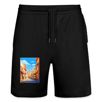 Alicante Espagne Affiche de voyage vintage Souvenir WPA - Short de jogging bio TRAINER Stanley/Stella unisexe - noir - Devant - Nik (191cm) & Marisol (170cm)