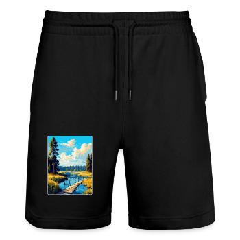 Bory Tucholskie Poland Vintage Travel Poster WPA - Stanley/Stella Trainer Unisex Organic Jogging Shorts - black - Front - Nik (191cm) & Marisol (170cm)