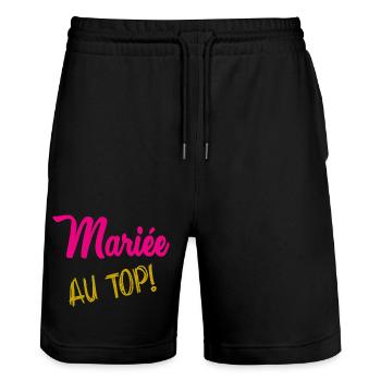 ICH KANN NICHT, ICH BIN VERHEIRATET - Stanley/Stella Unisex Bio Joggingshorts Trainer  - Schwarz - Vorne - Nik (191cm) & Marisol (170cm)