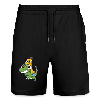 Mauvais dinosaure et jolie banane - Short de jogging bio TRAINER Stanley/Stella unisexe - noir - Devant - Nik (191cm) & Marisol (170cm)