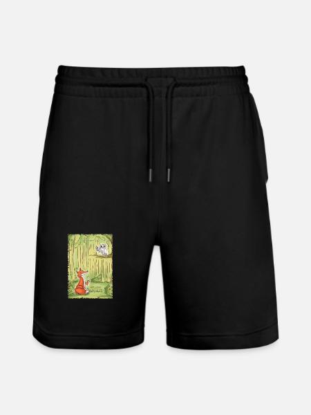 Waldgespräch: Fuchs und Eule - Stanley/Stella Unisex Bio Joggingshorts Trainer  - Schwarz