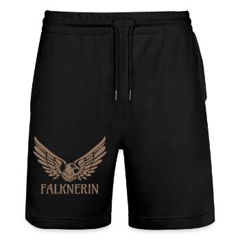 Falknerin Adler Falke Falknerei Geschenk - Stanley/Stella Unisex Bio Joggingshorts Trainer  - Schwarz - Vorne - Nik (191cm) & Marisol (170cm)
