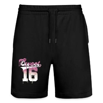SWEET 16 ENFIN 16ÈME ANNIVERSAIRE - Short de jogging bio TRAINER Stanley/Stella unisexe - noir - Devant - Nik (191cm) & Marisol (170cm)