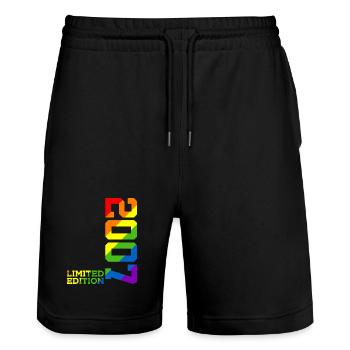 LGBTQ 2007 REGENBOGEN QUEER 18. GEBURTSTAG PRIDE - Stanley/Stella Unisex Bio Joggingshorts Trainer  - Schwarz - Vorne - Nik (191cm) & Marisol (170cm)