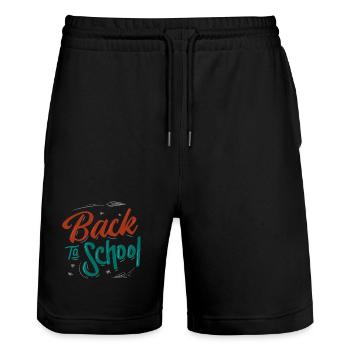 Back to school - Stanley/Stella Trainer Unisex Organic Jogging Shorts - black - Front - Nik (191cm) & Marisol (170cm)