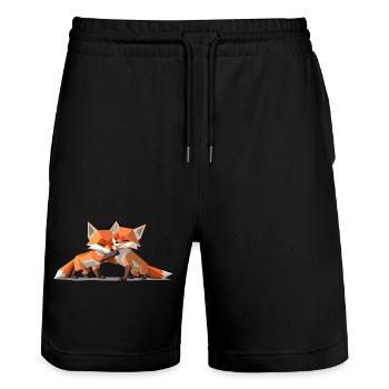 Renardeaux low-poly - Short de jogging bio TRAINER Stanley/Stella unisexe - noir - Devant - Nik (191cm) & Marisol (170cm)
