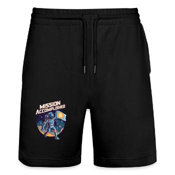 Mission Accomplished - Stanley/Stella Trainer Unisex Organic Jogging Shorts - black - Front - Nik (191cm) & Marisol (170cm)