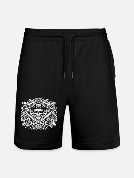Pirate logo - Stanley/Stella Trainer Unisex Organic Jogging Shorts - black