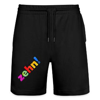ZEHN 10 JAHRE 10. GEBURTSTAG - Stanley/Stella Unisex Bio Joggingshorts Trainer  - Schwarz - Vorne - Nik (191cm) & Marisol (170cm)