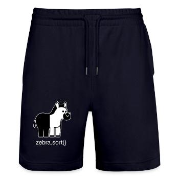 Sortiertes Zebra - Stanley/Stella Unisex Bio Joggingshorts Trainer  - Dark navy - Vorne - Nik (191cm) & Marisol (170cm)