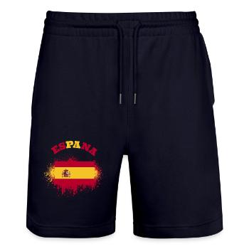 Espana Spain Spanish Flag Flag - Stanley/Stella Trainer Unisex Organic Jogging Shorts - dark navy - Front - Nik (191cm) & Marisol (170cm)