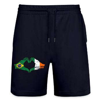 Brésil Irlande Drapeau Aiguilles Coeur Forme Utilisé - Short de jogging bio TRAINER Stanley/Stella unisexe - marine foncé - Devant - Nik (191cm) & Marisol (170cm)