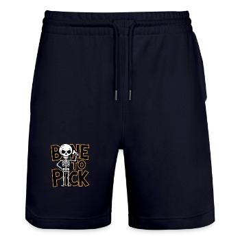 Bone To Pick - Stanley/Stella Trainer Unisex Organic Jogging Shorts - dark navy - Front - Nik (191cm) & Marisol (170cm)