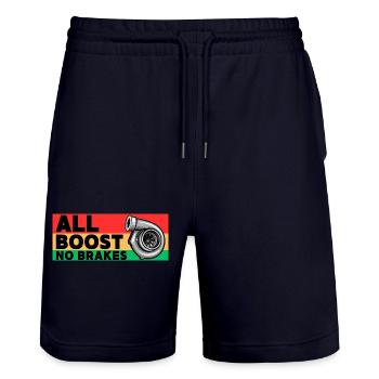 All Boost - keine Bremsen - Stanley/Stella Unisex Bio Joggingshorts Trainer  - Dark navy - Vorne - Nik (191cm) & Marisol (170cm)