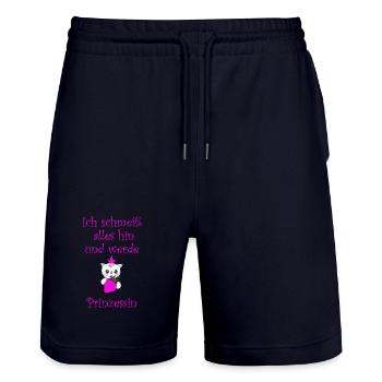 Prinzessin - Stanley/Stella Unisex Bio Joggingshorts Trainer  - Dark navy - Vorne - Nik (191cm) & Marisol (170cm)