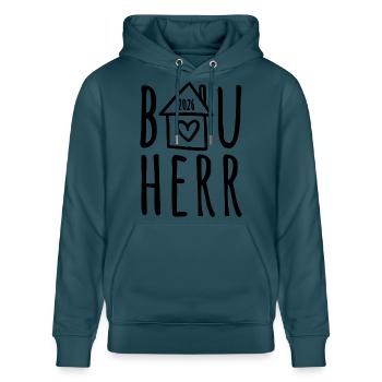 Bauherr 2026 - Stanley/Stella Unisex Bio-Hoodie CRUISER  - Dunkles Petrol - Vorne - Alina (178cm) & Michal (187cm)