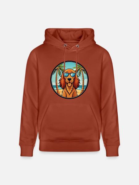 Irsk Setter Hund Race Tegneserie Solbriller Beach - Stanley/Stella CRUISER økologisk unisex-hoodie - terrakotta