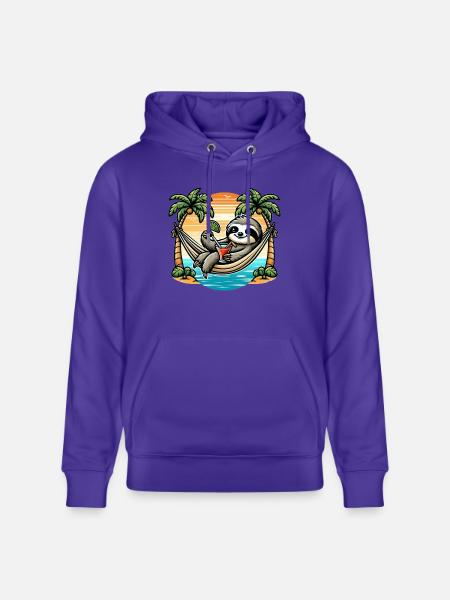 Sloth in hammock - Stanley/Stella CRUISER Unisex Organic Hoodie - purple love 