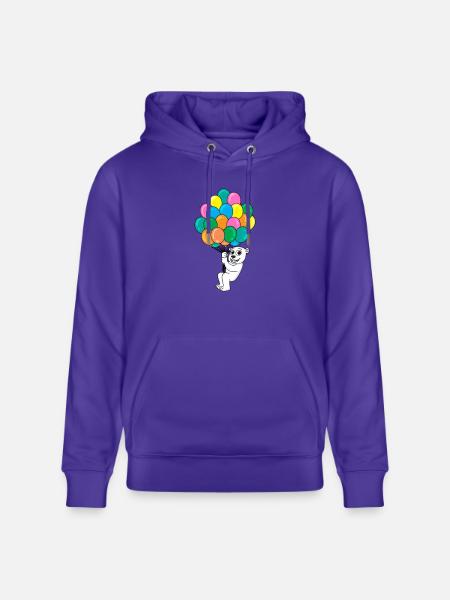 Polar bear balloon - Stanley/Stella CRUISER Unisex Organic Hoodie - purple love