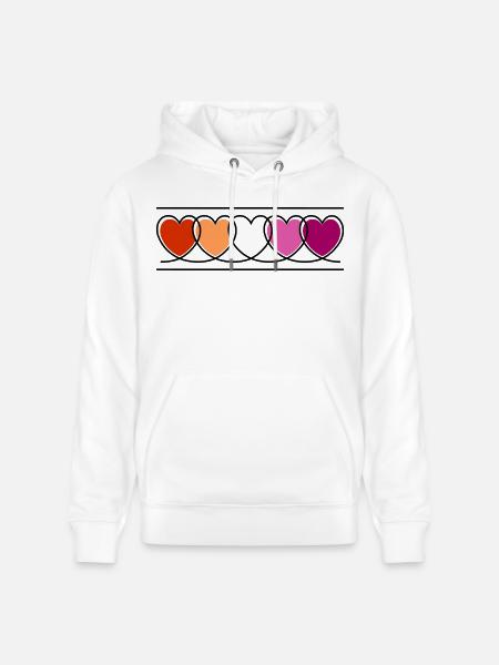 Lesbian Lesbian Hearts - Stanley/Stella CRUISER Unisex Organic Hoodie - white