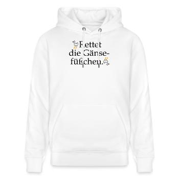 Rettet die Gänsefüßchen! - Stanley/Stella Unisex Bio-Hoodie CRUISER  - Weiß - Vorne - Alina (178cm) & Michal (187cm)