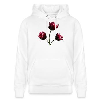 Tulpen weinrote Tulpe - Stanley/Stella Unisex Bio-Hoodie CRUISER  - Weiß - Vorne - Alina (178cm) & Michal (187cm)