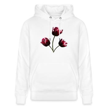 Tulpen weinrote Tulpe - Stanley/Stella Unisex Bio-Hoodie CRUISER  - Weiß - Vorne - Alina (178cm) & Michal (187cm)