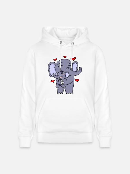 Elephant family cute - Stanley/Stella CRUISER Unisex Organic Hoodie - white
