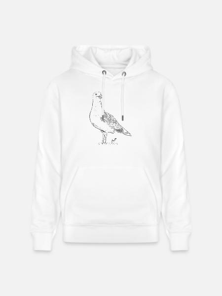 Vintage Dove – Hand Drawn Bird Sketch - Stanley/Stella CRUISER Unisex Organic Hoodie - white