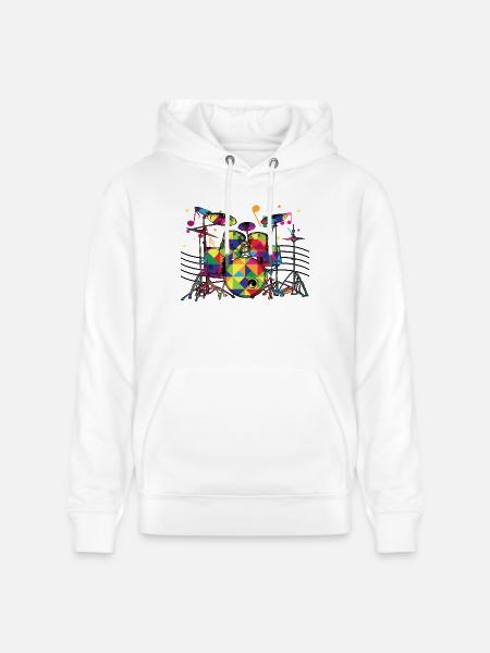 Geometrisch Neon-Drumset - Stanley/Stella Unisex Bio-Hoodie CRUISER  - Weiß