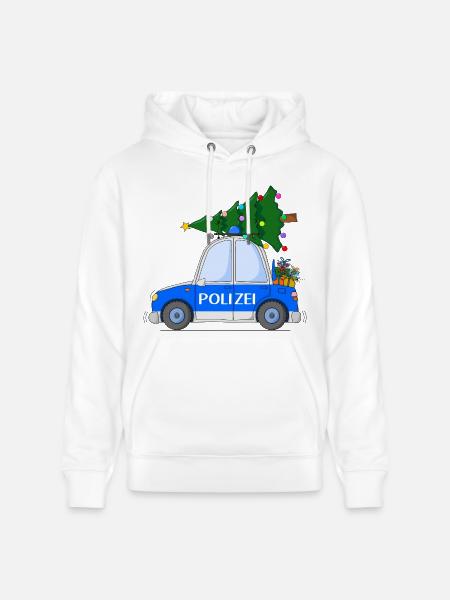 Police Car Christmas - Stanley/Stella CRUISER Unisex Organic Hoodie - white