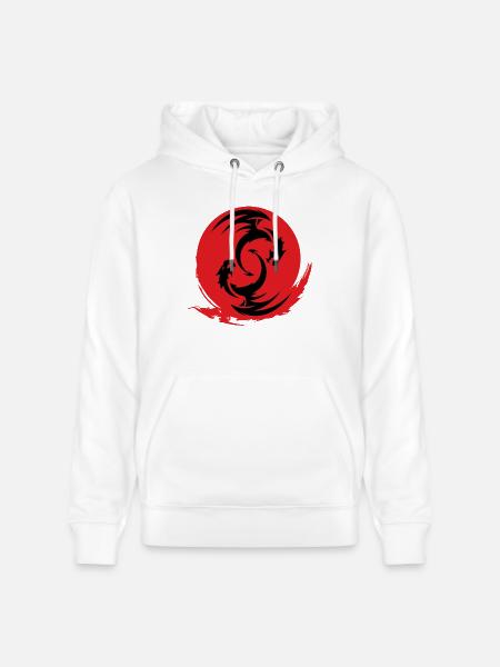 Red Dragon Circle - Stanley/Stella CRUISER Unisex Organic Hoodie - white