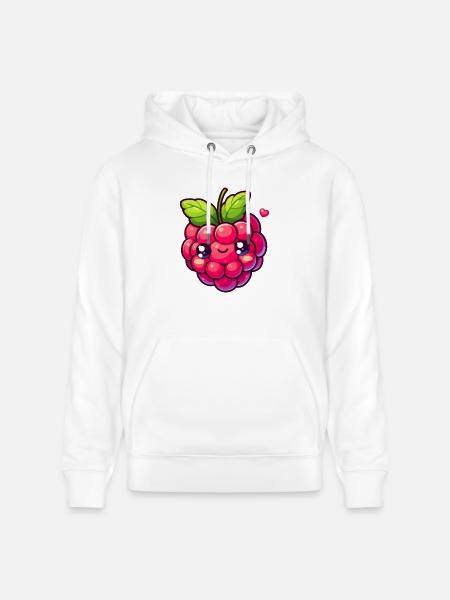 Raspberry - Heart - Stanley/Stella CRUISER Unisex Organic Hoodie - white