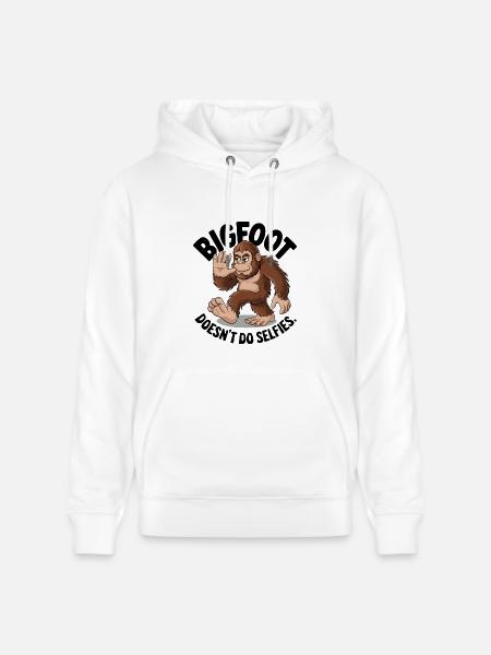 Bigfoot Doesn't Do Selfies - Stanley/Stella CRUISER Unisex Organic Hoodie - white