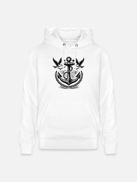 Anchor Seagulls Logo - Stanley/Stella CRUISER Unisex Organic Hoodie - white