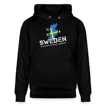Sweden Sverige Schwede - Stanley/Stella Unisex Bio-Hoodie CRUISER  - Schwarz - Vorne - Alina (178cm) & Michal (187cm)
