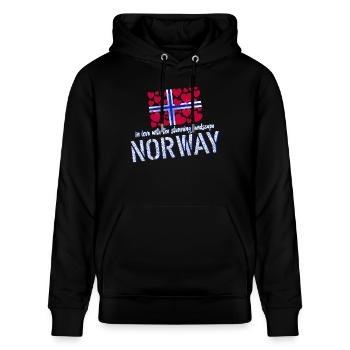 Norwegen Norge Norway - Stanley/Stella Unisex Bio-Hoodie CRUISER  - Schwarz - Vorne - Alina (178cm) & Michal (187cm)