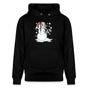 Schneemann lustig - Stanley/Stella Unisex Bio-Hoodie CRUISER  - Schwarz - Vorne - Alina (178cm) & Michal (187cm)